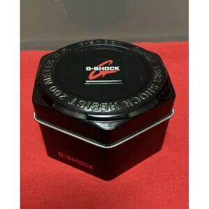 CASIO G-SHOCK METAL WATCH BOX CASE DISPLAY HOLDER STAND STORAGE TIN W/MANUAL TAG
